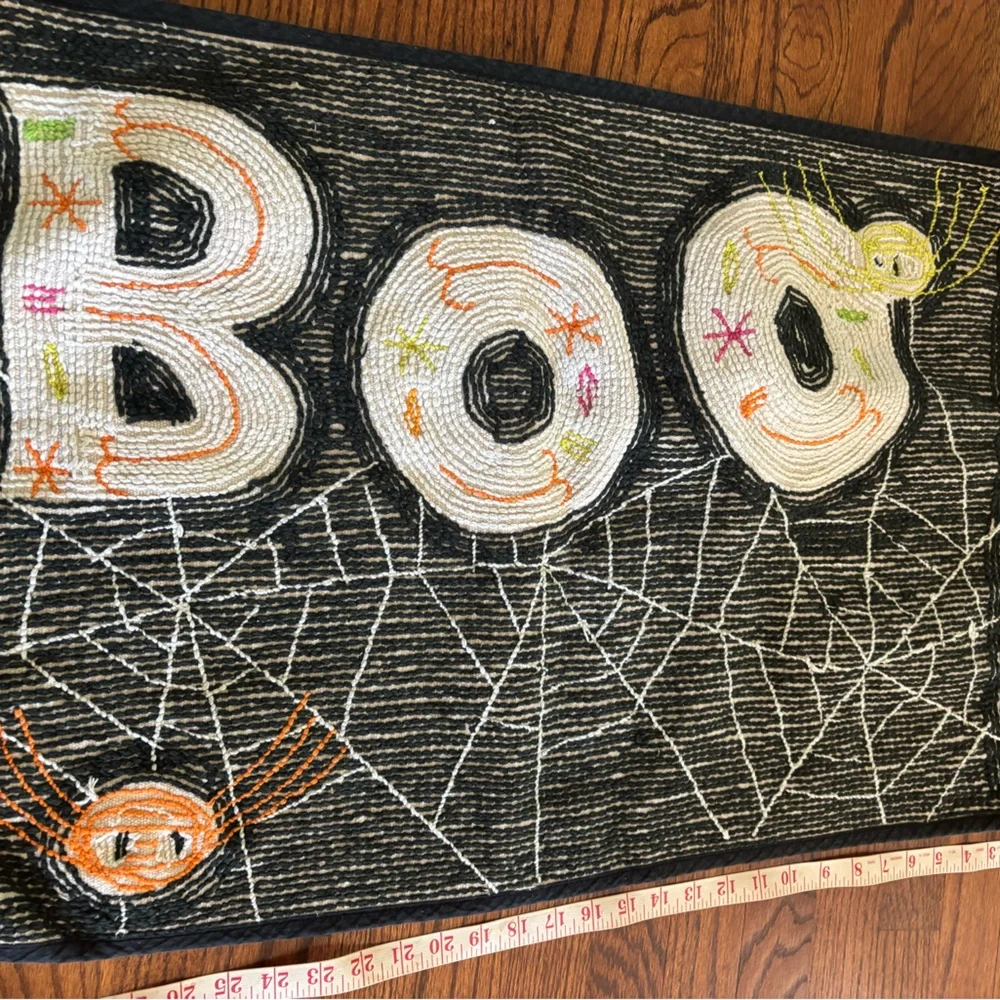Halloween Spider Web Bath Mat - Black, White, Orange